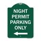 Signmission Night Permit Parking W/ Left Arrow, Green & White Aluminum Sign, 18" x 24", GW-1824-23859 A-DES-GW-1824-23859 - alternate 1